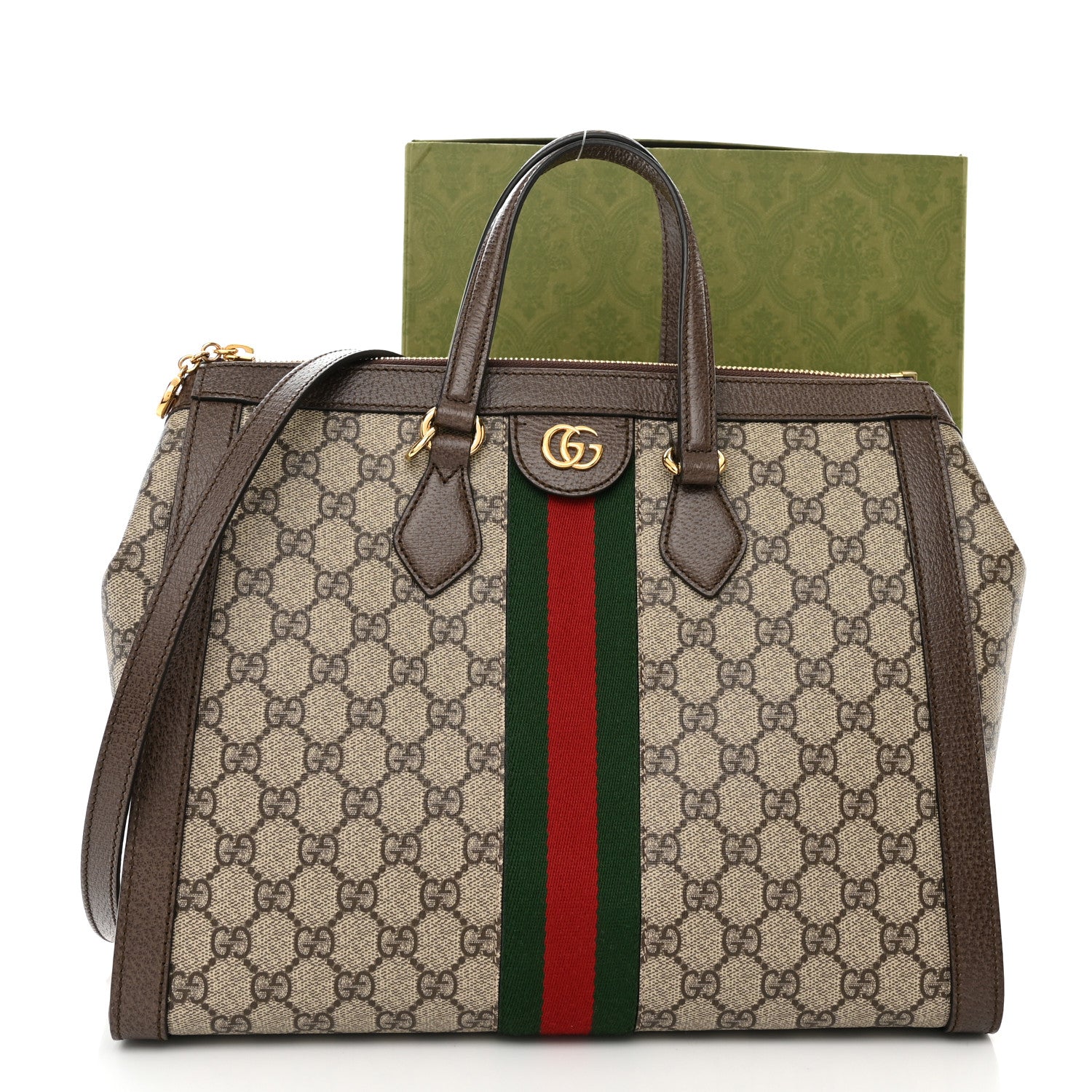 Gucci GG Supreme Monogram Web Medium Ophidia Tote Bag Brown 12 of 12