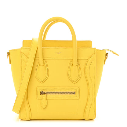 Celine Drummed Calfskin Nano Luggage Citron 1 of 11