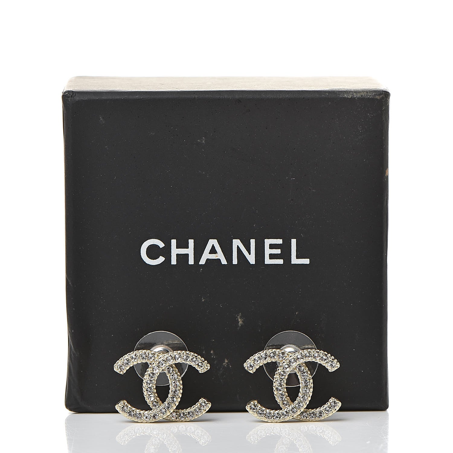 Chanel Crystal CC Earrings Gold 5 of 5