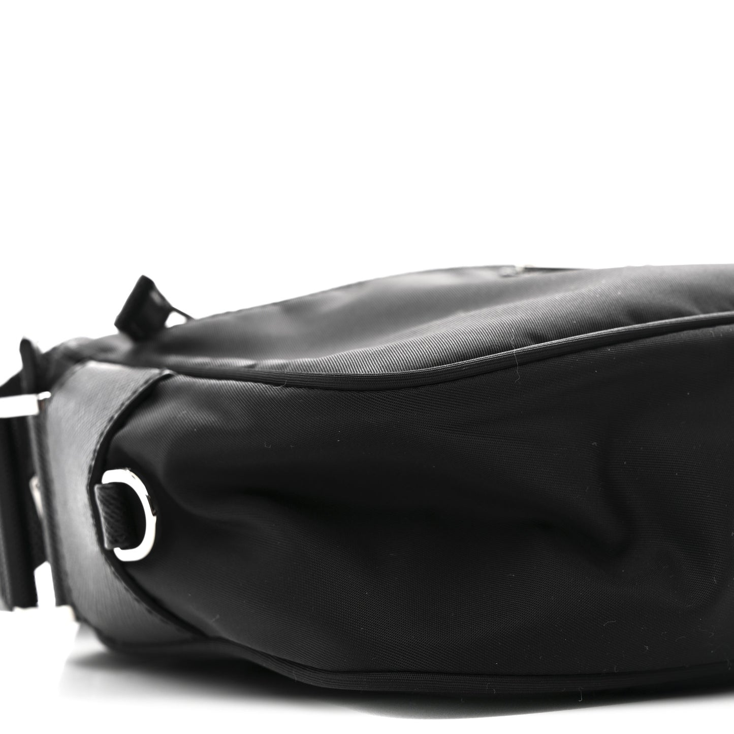 Re-Nylon Vela Saffiano Pocket Double Zip Shoulder Bag Black