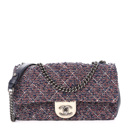 Chanel Tweed Quilted Medium Single Flap Blue Multicolor 1 of 12