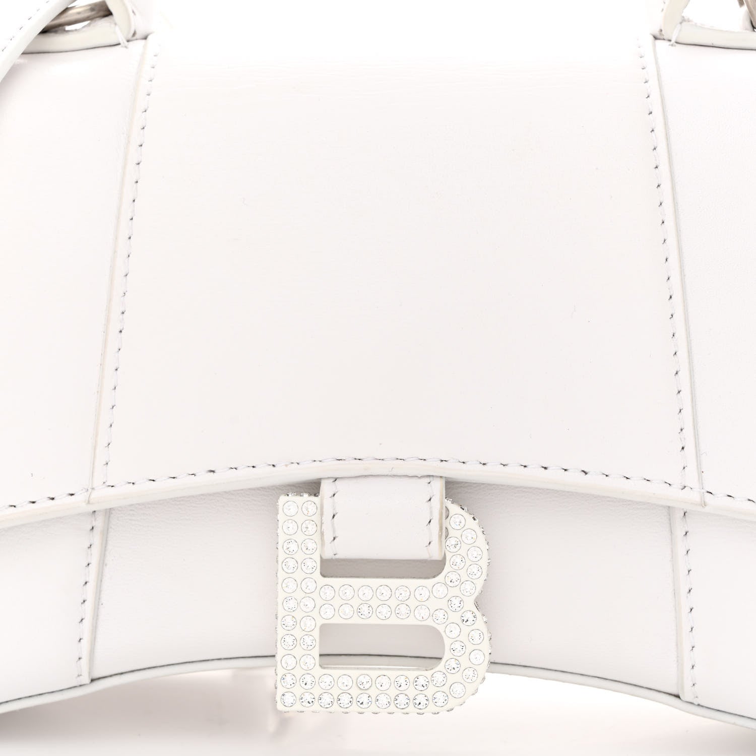 Balenciaga Shiny Box Calfskin Strass Hourglass Top Handle Bag XS White 9 of 16