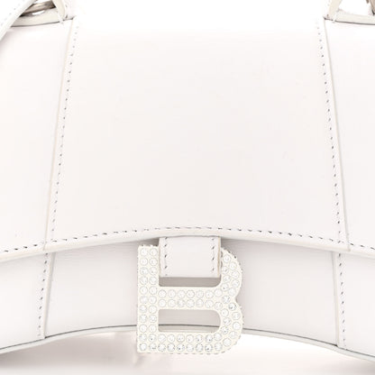Balenciaga Shiny Box Calfskin Strass Hourglass Top Handle Bag XS White 9 of 16