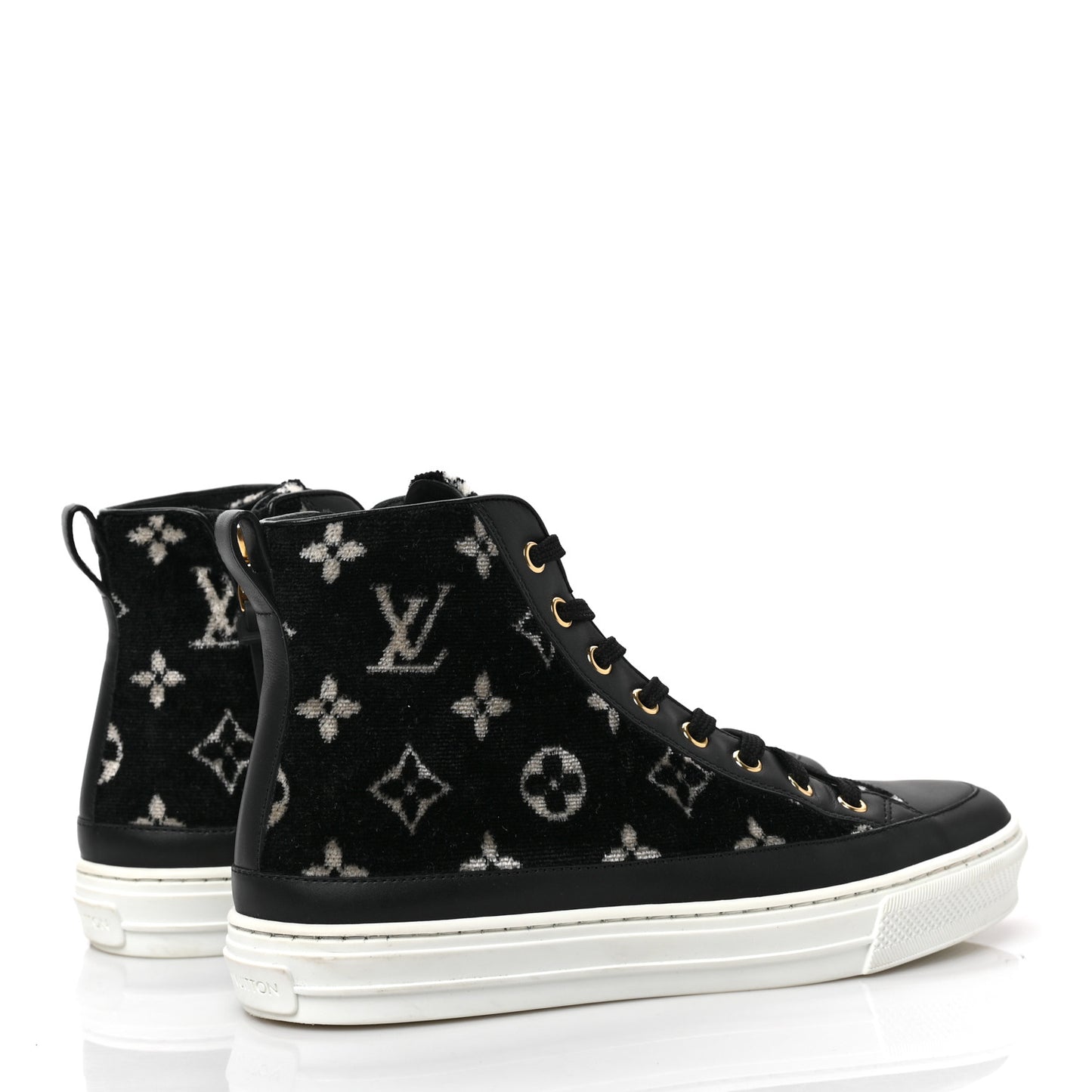 Velvet Monogram Stellar Sneakers 38.5 Black White