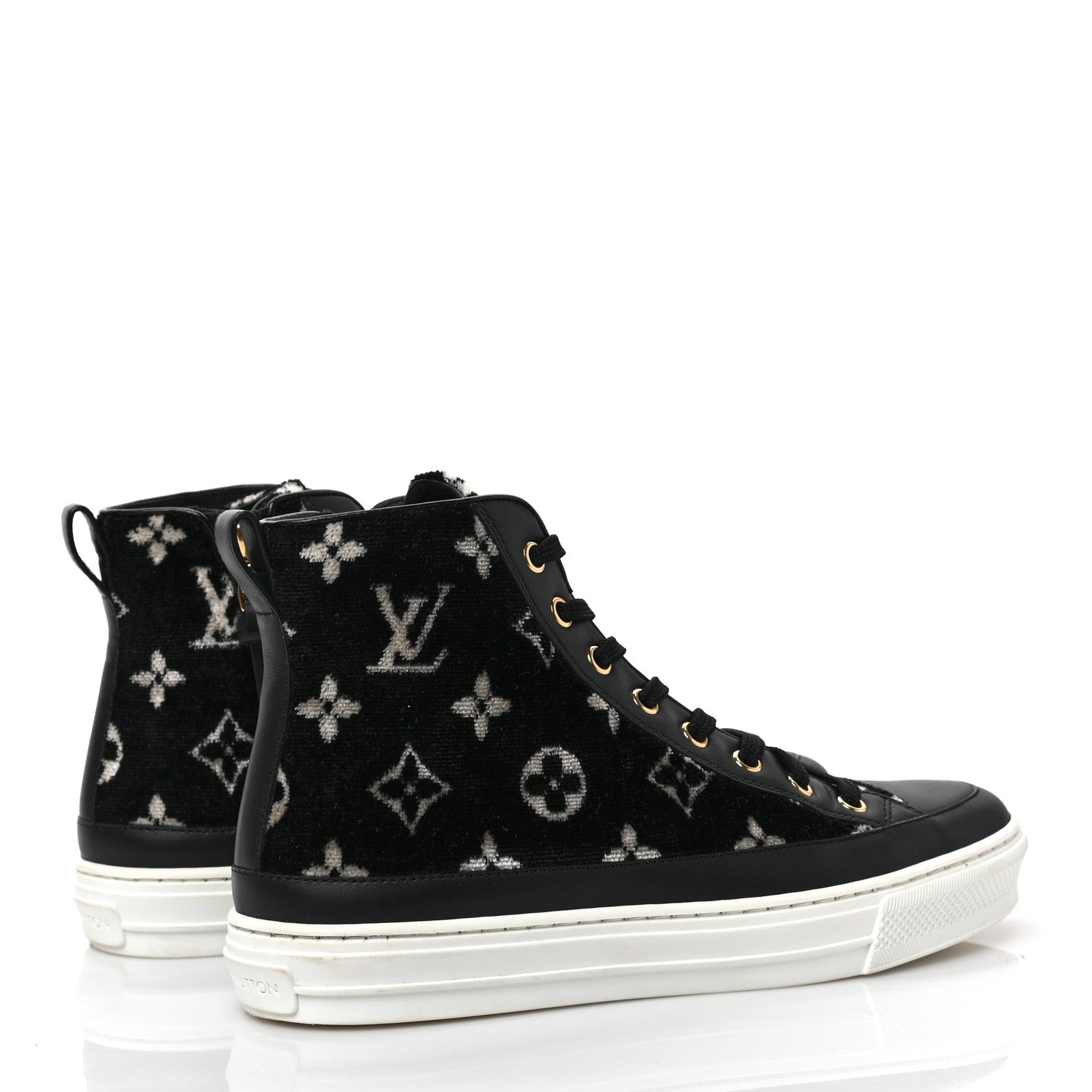 Louis Vuitton Velvet Monogram Stellar Sneakers 38.5 Black White 4 of 7
