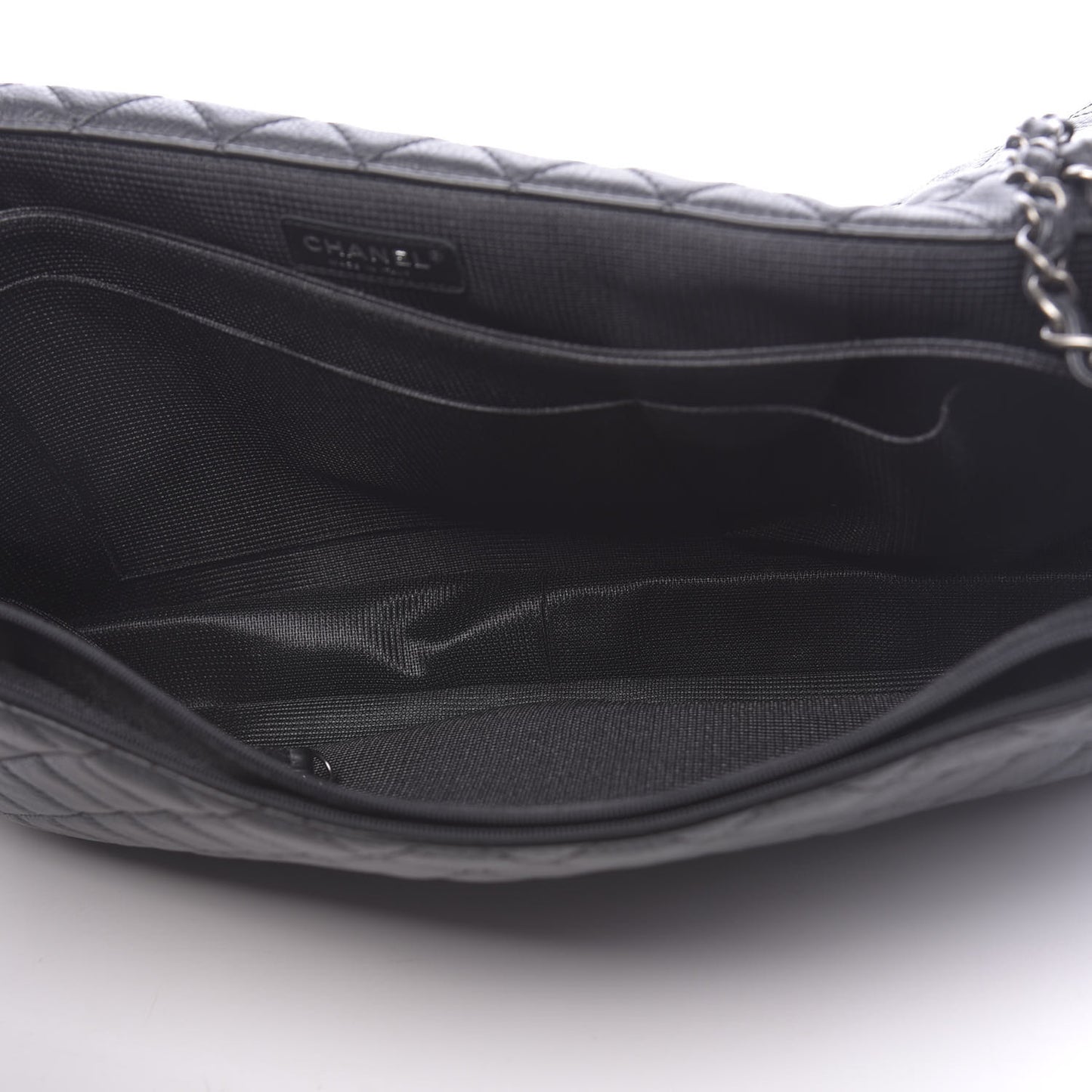 Calfskin Quilted XXL Travel Flap Bag Black