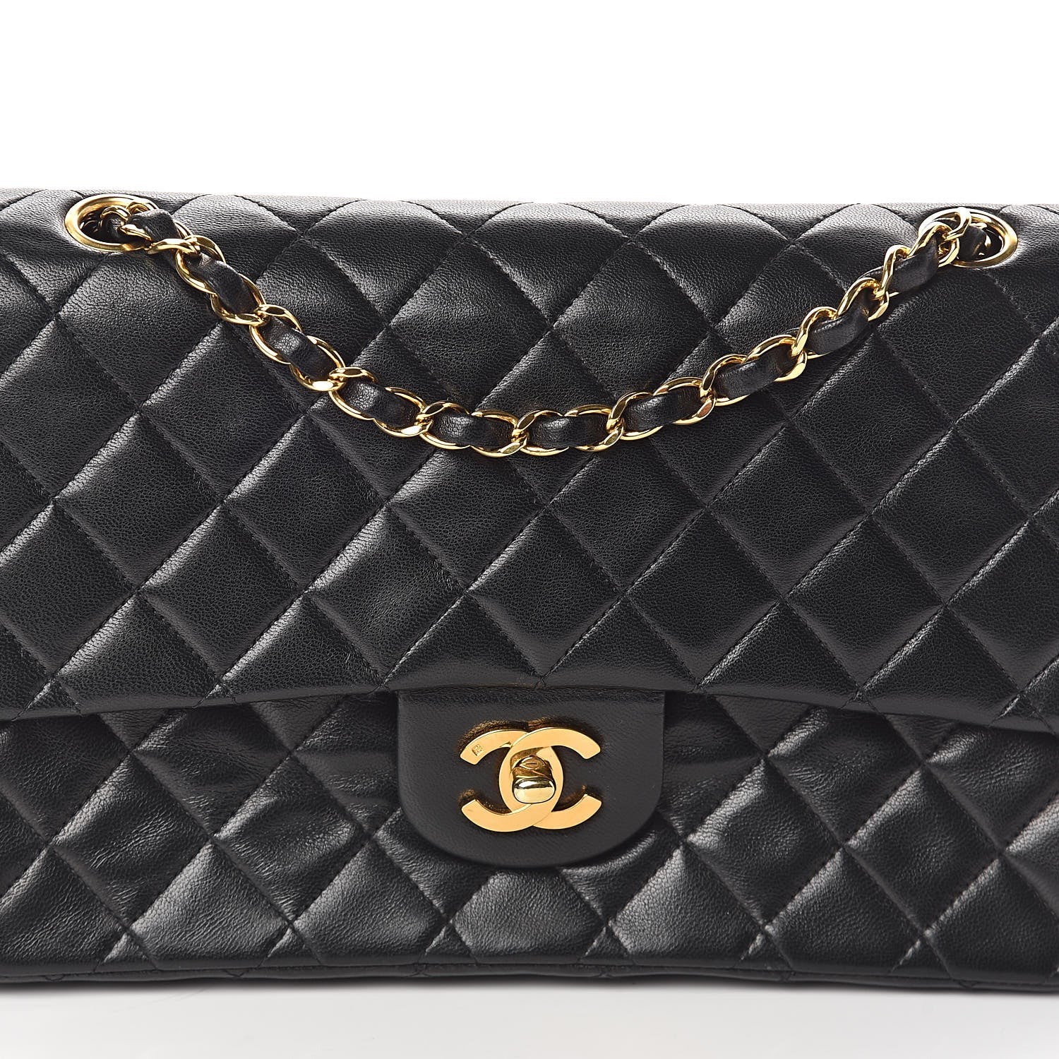 Chanel Lambskin Quilted Medium Double Flap Black 8 of 10