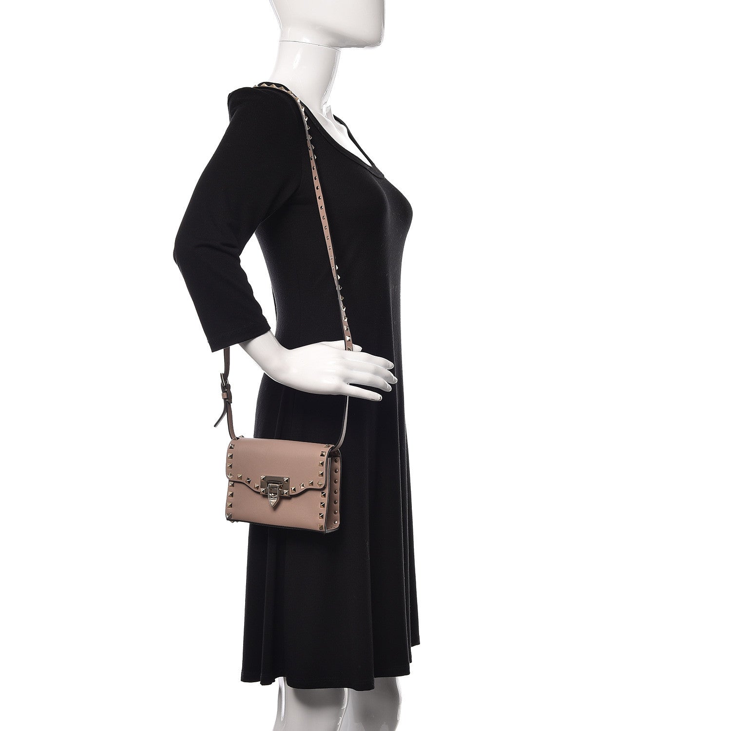 Valentino Garavani Calfskin Mini Rockstud Crossbody Bag Poudre 2 of 9