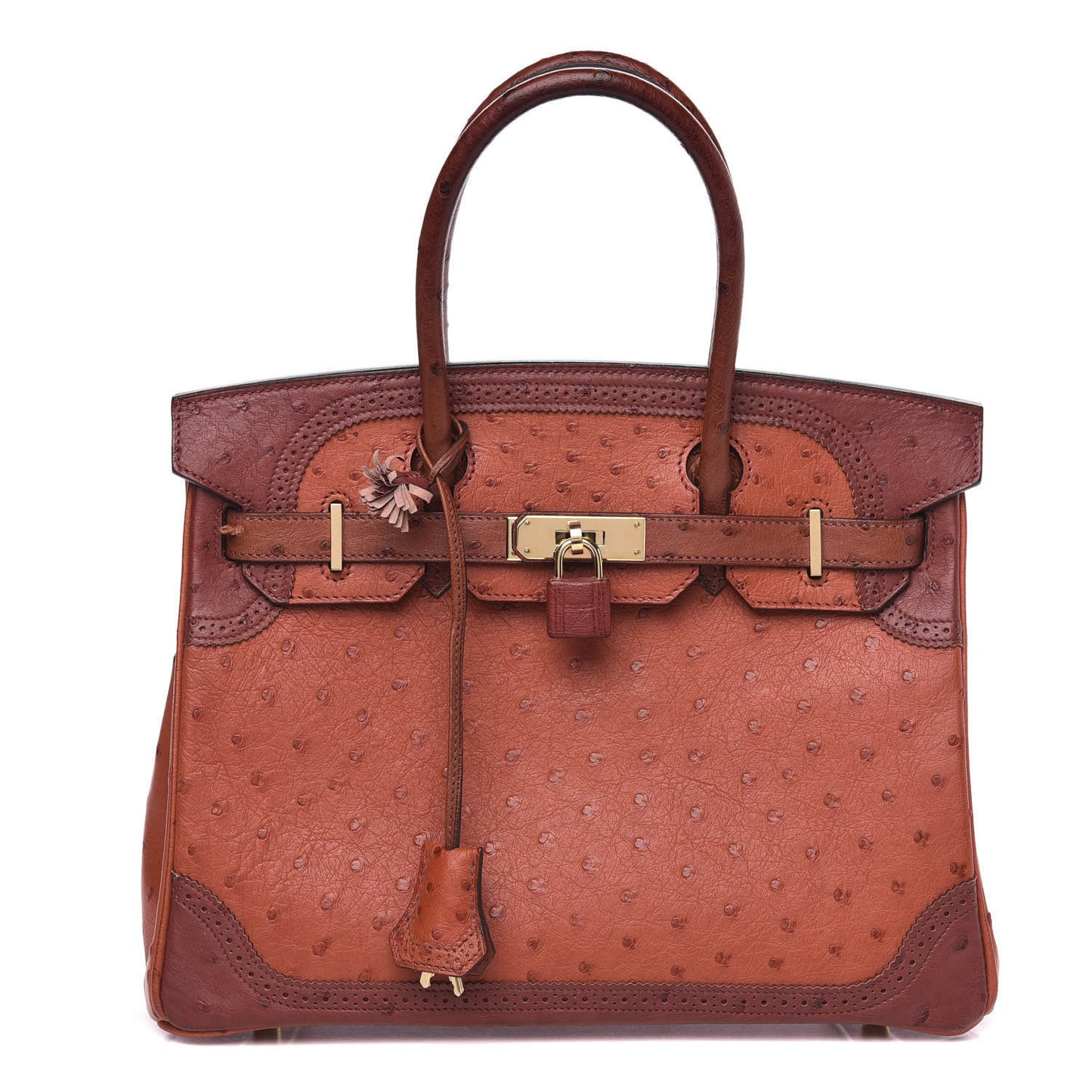 Ostrich Ghillies Birkin 30 Brique Rouge H