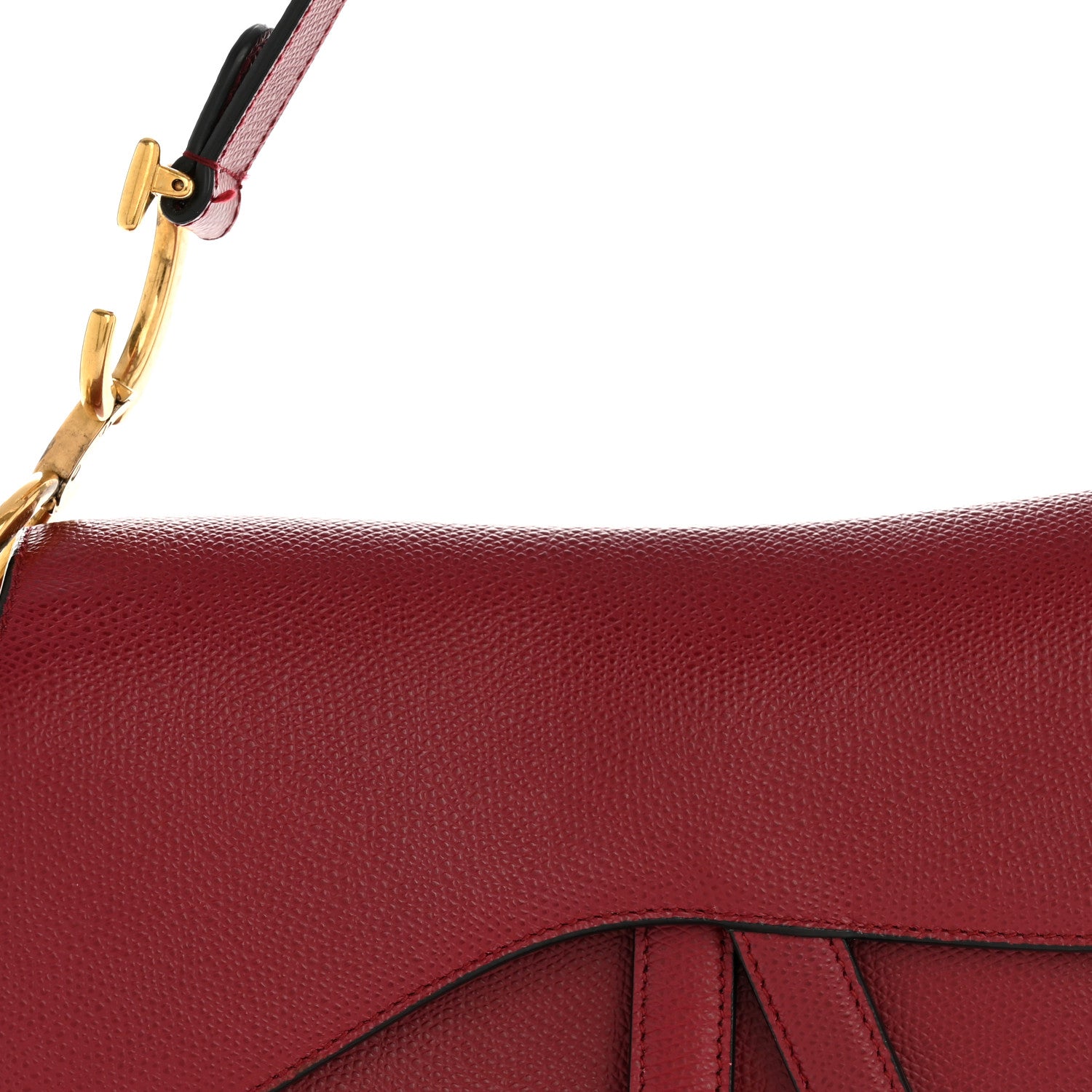 Christian Dior Grained Calfskin Saddle Bag Red 8 of 14