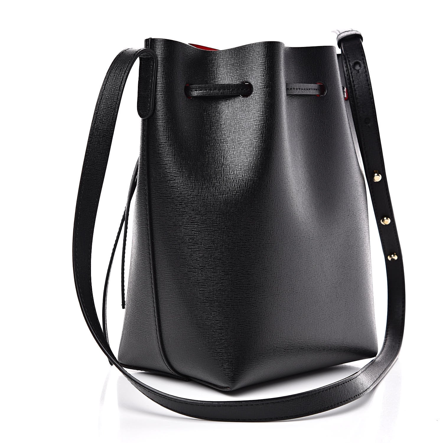 Mansur Gavriel Saffiano Mini Bucket Bag Black Flamma 3 of 11