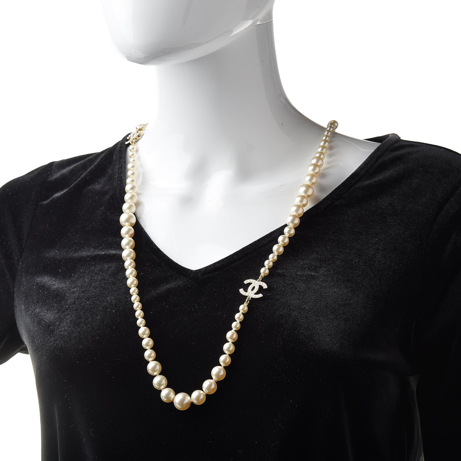 Chanel Graduated Pearl CC Long Necklace Gold 2 of 6