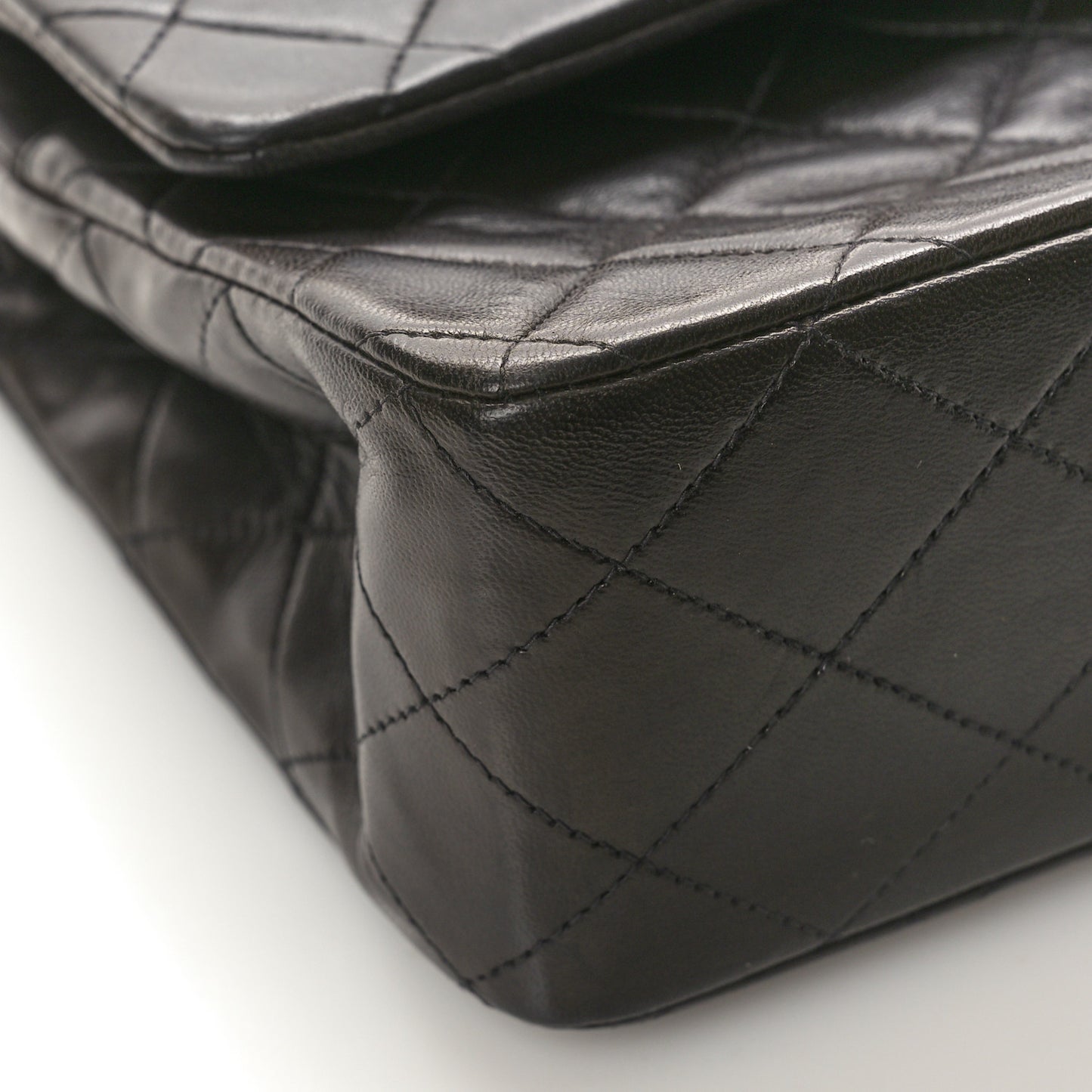 Lambskin Quilted Medium Double Flap Black