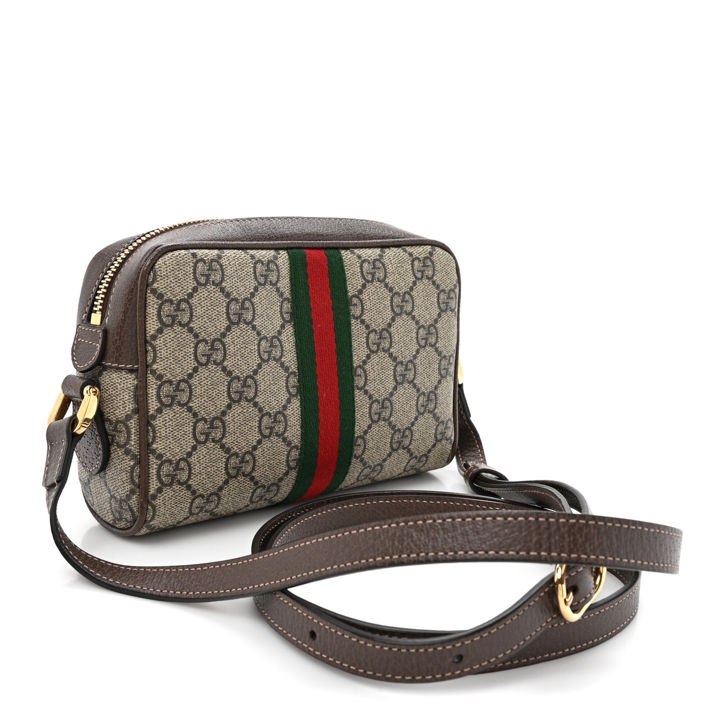 GG Supreme Monogram Web Mini Ophidia Shoulder Bag Brown