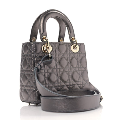Christian Dior Metallic Grained Calfskin Cannage My ABCDior Lady Dior Gunmetal 3 of 8