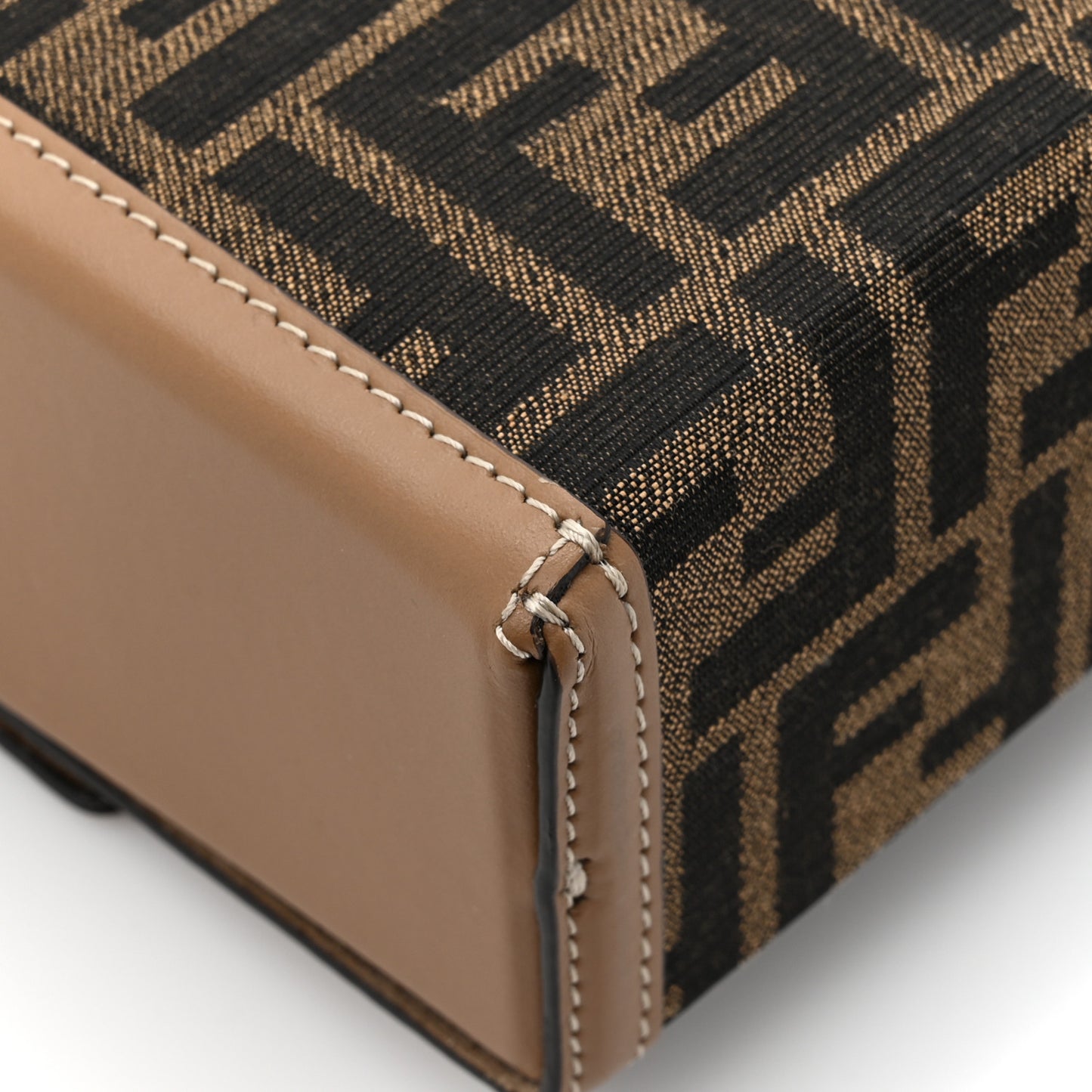 Recycled Fabric Jacquard Vitello King FF 1974 Baguette Soft Trunk Tobacco Moro Sand