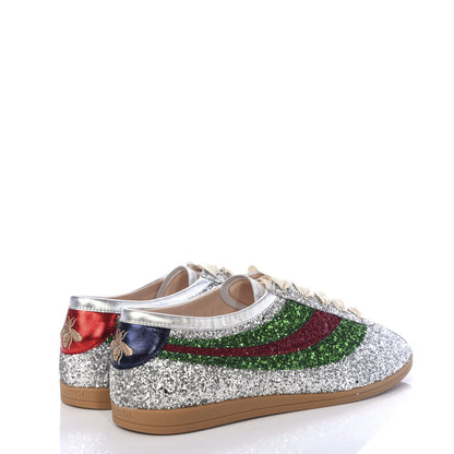 Gucci Glitter Fabric Web Mens Falacer Sneakers 9 Silver 4 of 11