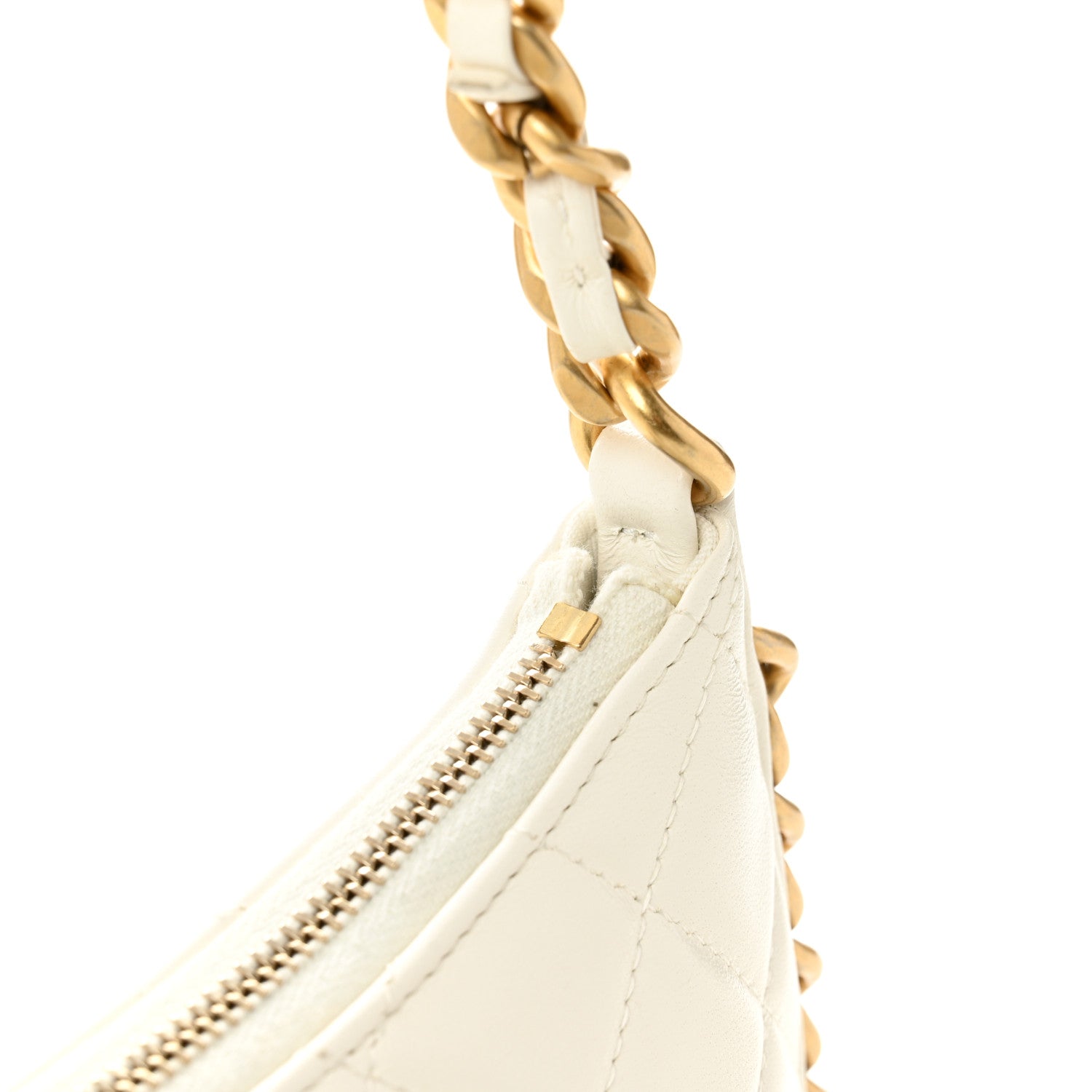 Chanel Shiny Crumpled Lambskin Quilted Trendy Chain Around Hobo White 11 of 12