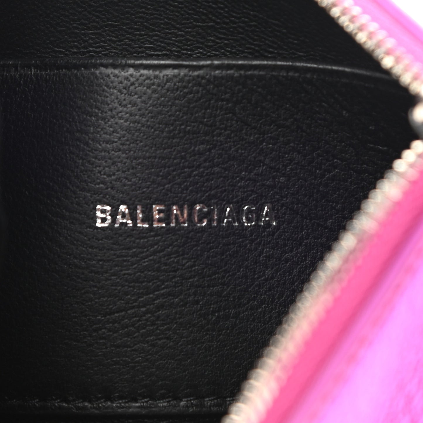 Metallic Goatskin Logo XS Ville Pouch Rose Fuchsia Black