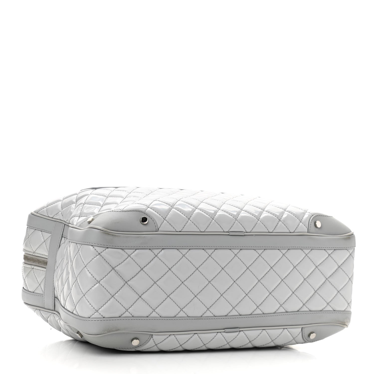 Chanel Vinyl Calfskin Viaggio Travel Bag Light Grey 4 of 11