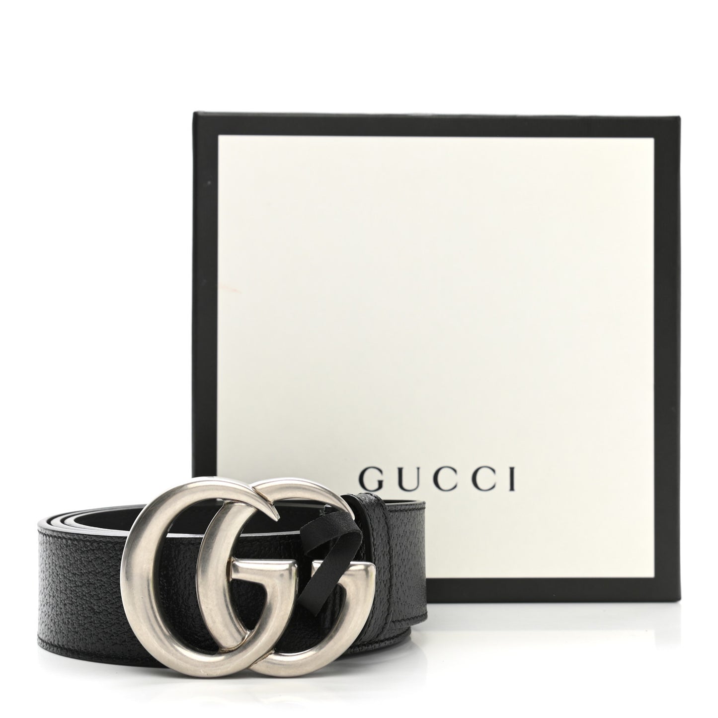Textured Dollar Calfskin Nickel Double G 40mm Belt 100 40 Black
