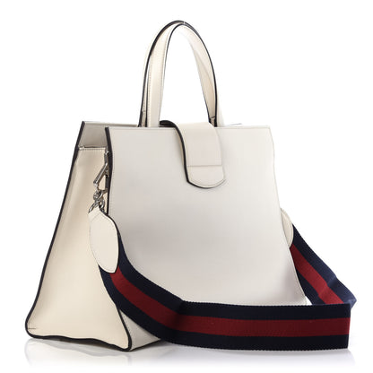 Gucci Calfskin Web Stripe Large Dionysus Tote Bag White 4 of 13