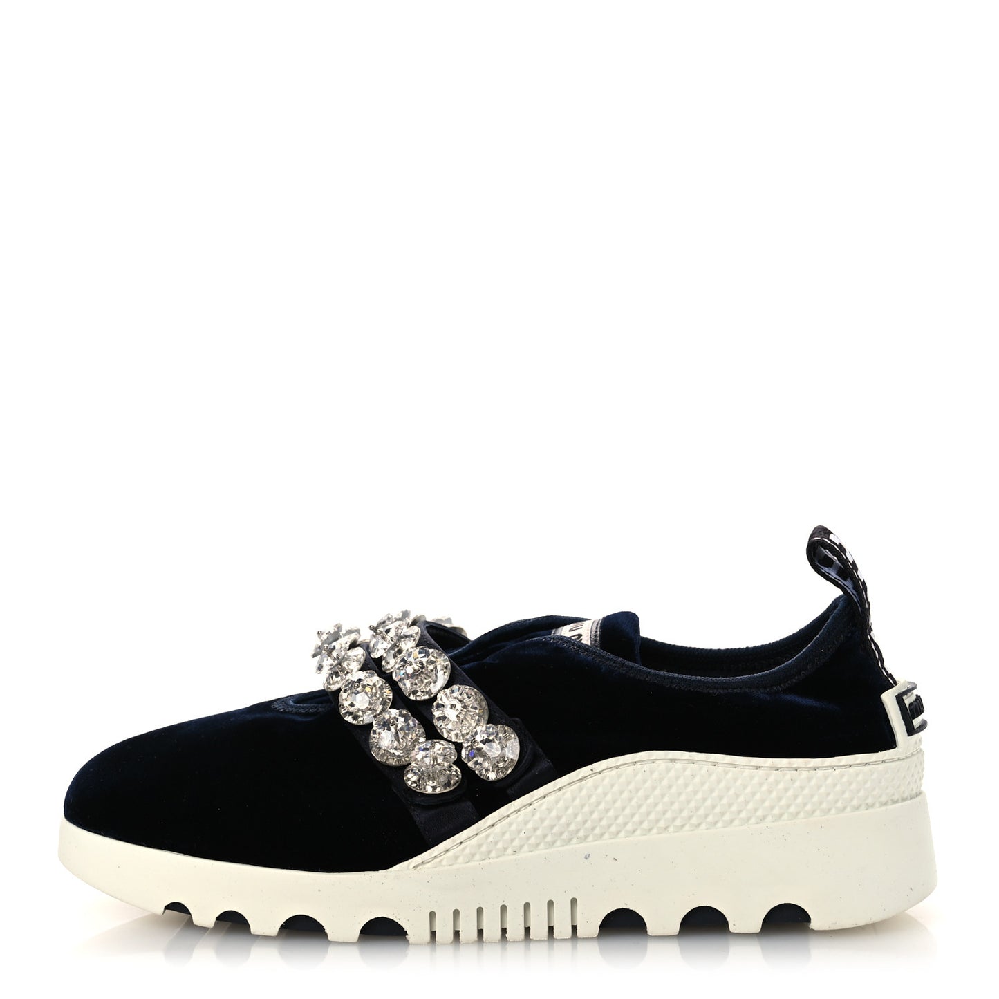Velvet Crystal Low Top Sneakers 37.5 Blue