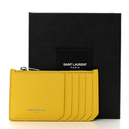 Saint Laurent Grained Calfskin 5 Fragments Zip Pouch Card Holder Sunflower 7 of 7