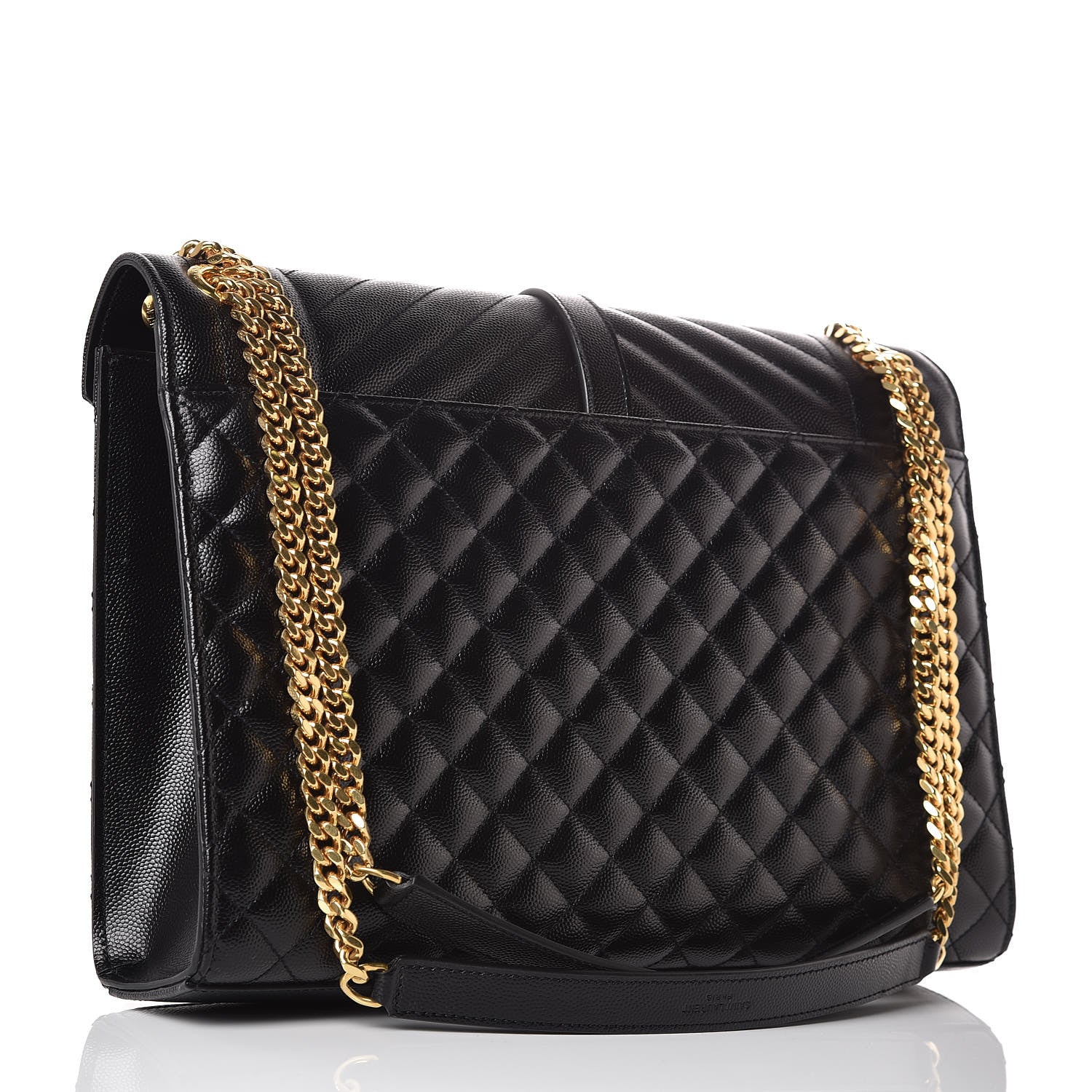 Saint Laurent Grain De Poudre Textured Mixed Matelasse Large Triquilt Monogram Satchel Black 3 of 9