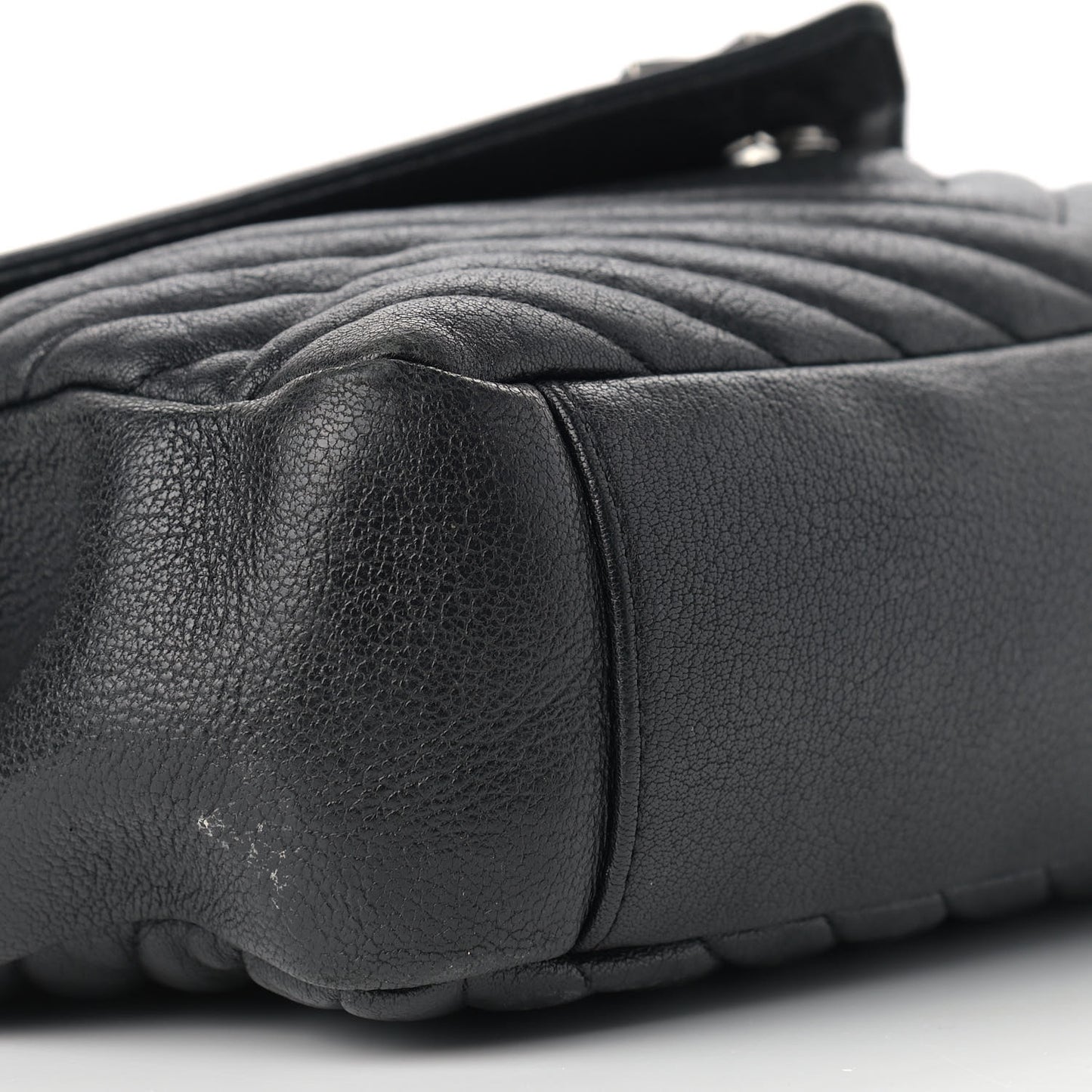 Sheepskin Matelasse Chevron Monogram Large College Satchel Black