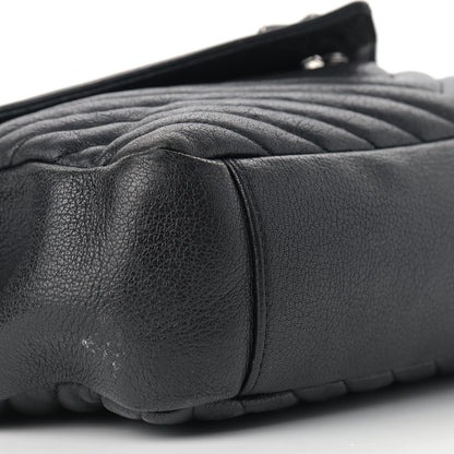 Saint Laurent Sheepskin Matelasse Chevron Monogram Large College Satchel Black 9 of 14
