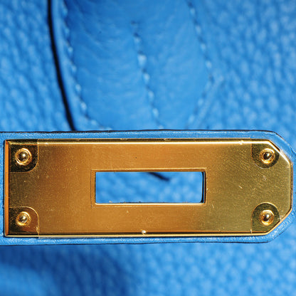 Hermes Taurillon Clemence Birkin 35 Bleu Paradis 6 of 26