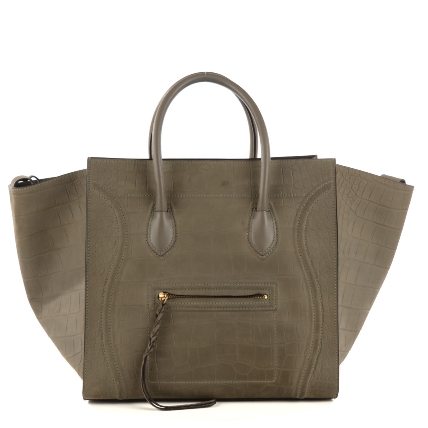 Crocodile Embossed Nubuck Large Phantom Luggage Grey