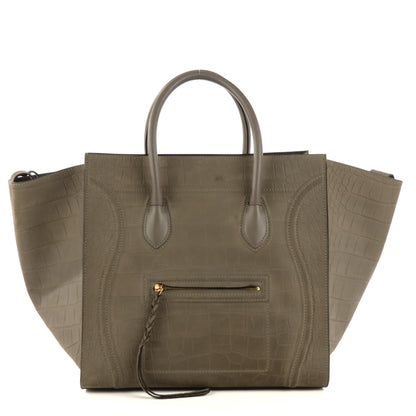 Celine Crocodile Embossed Nubuck Large Phantom Luggage Grey 1 of 10