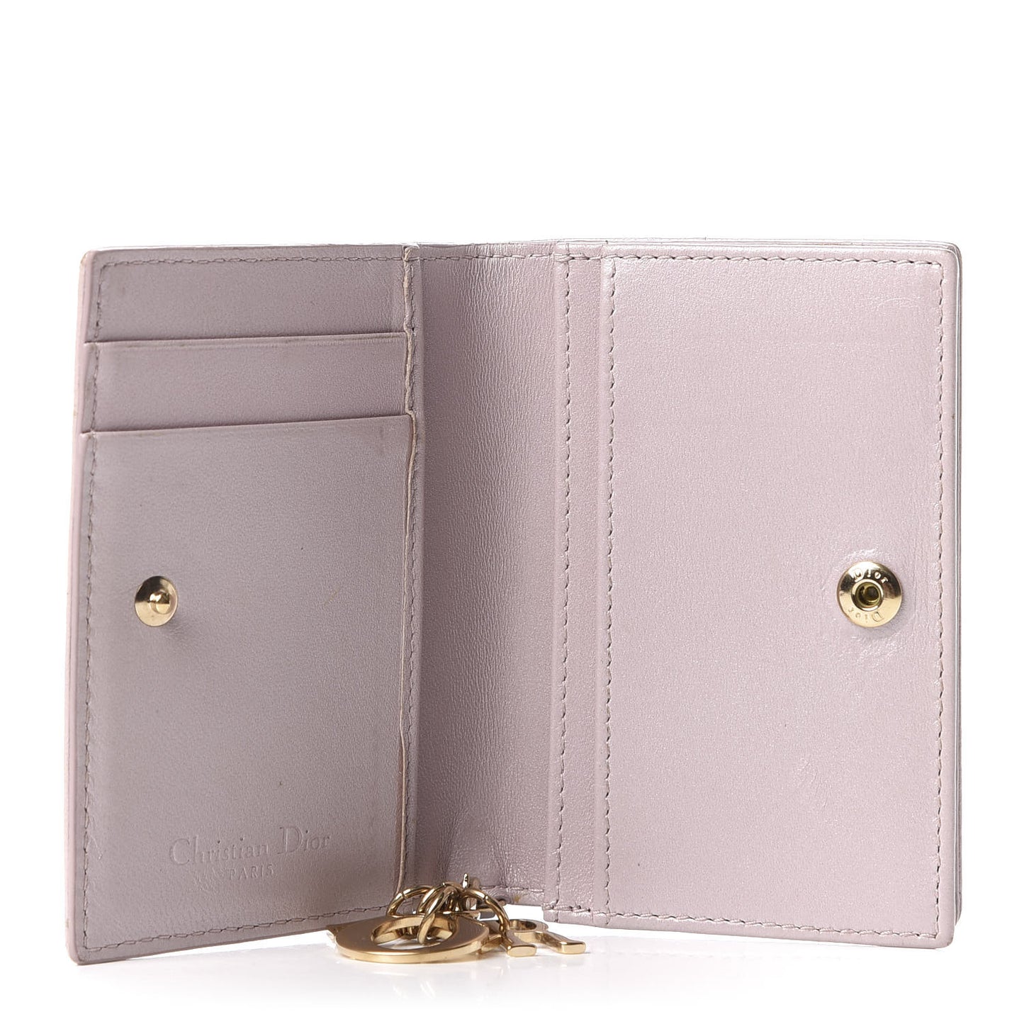 Lambskin Cannage Small Lady Dior Flap Card Holder Light Pink