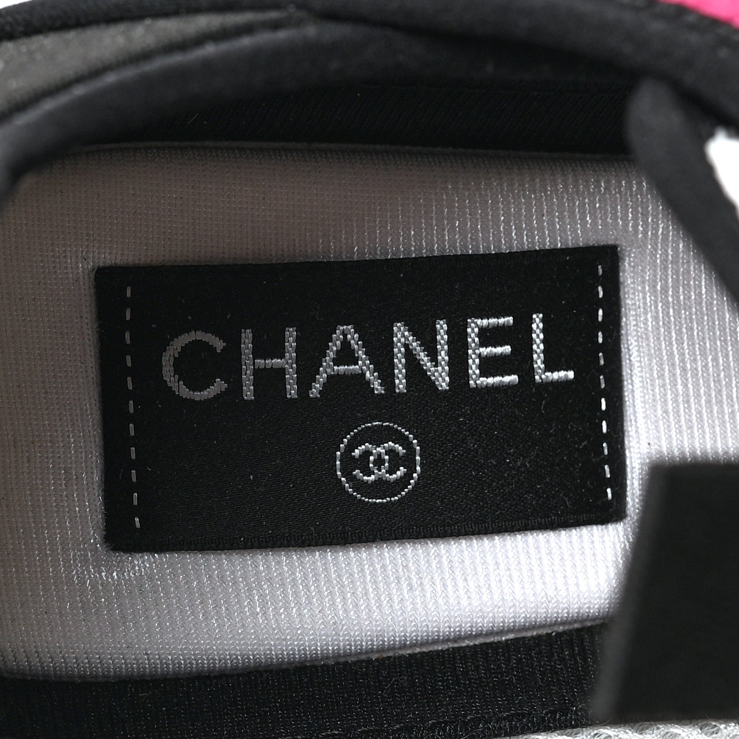 Chanel Fabric Suede CC Sneakers 38 Light Grey Light Blue Fuchsia 7 of 8