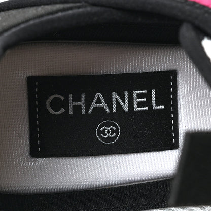 Chanel Fabric Suede CC Sneakers 38 Light Grey Light Blue Fuchsia 7 of 8