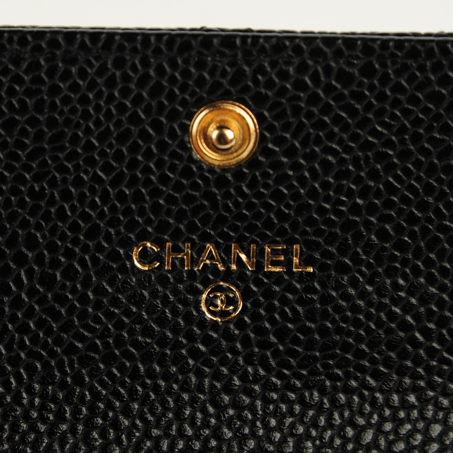 Caviar Quilted Flap Card Holder Black