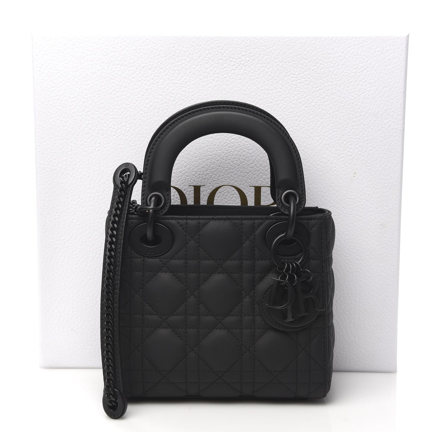 Ultra Matte Calfskin Cannage Mini Lady Dior Black
