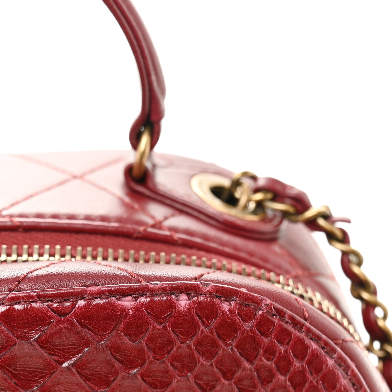 Chanel Snakeskin Calfskin Quilted Small Coco Curve Vanity Burgundy 12 of 14