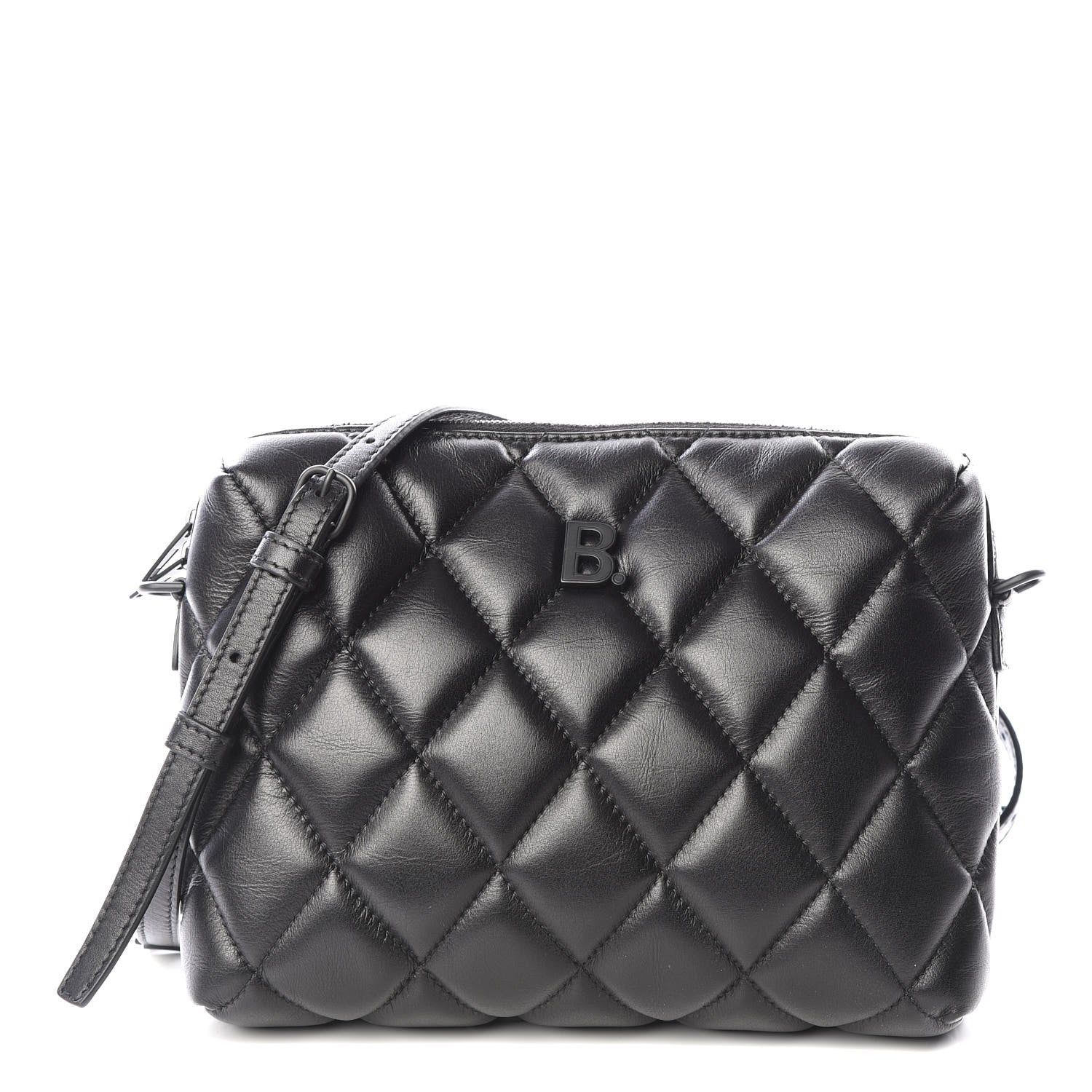 Balenciaga Nappa Calfskin Quilted Touch B Camera Shoulder Bag Black 1 of 8