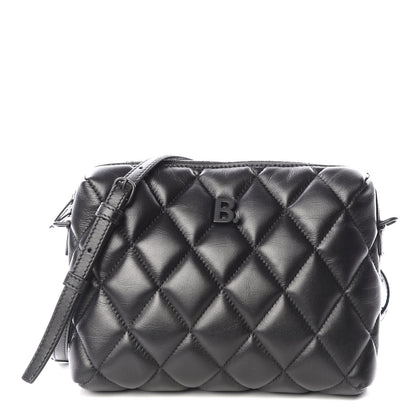 Balenciaga Nappa Calfskin Quilted Touch B Camera Shoulder Bag Black 1 of 8