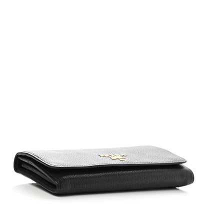 Prada Vitello Grain Continental Flap Wallet Black 5 of 8