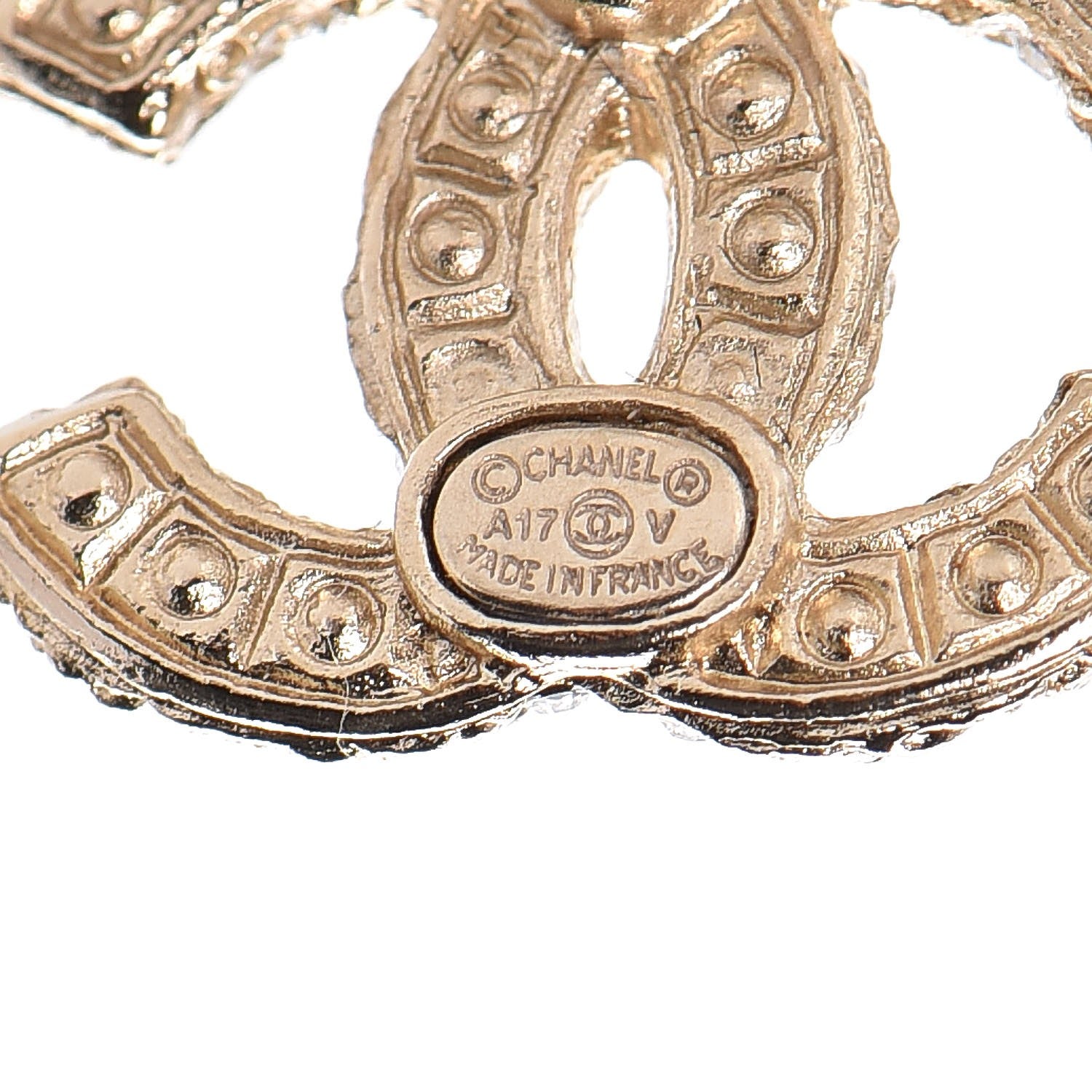 Chanel Pearl CC Earrings Light Gold 4 of 4