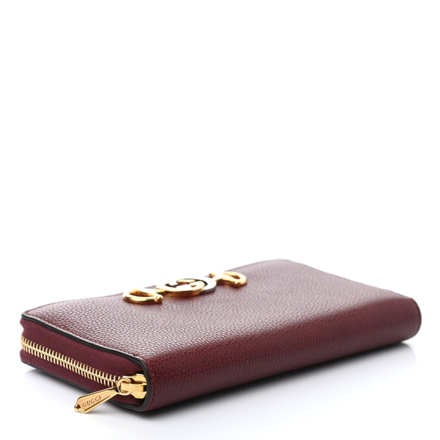 Grainy Calfskin Zumi Zip Around Wallet Vintage Bordeaux