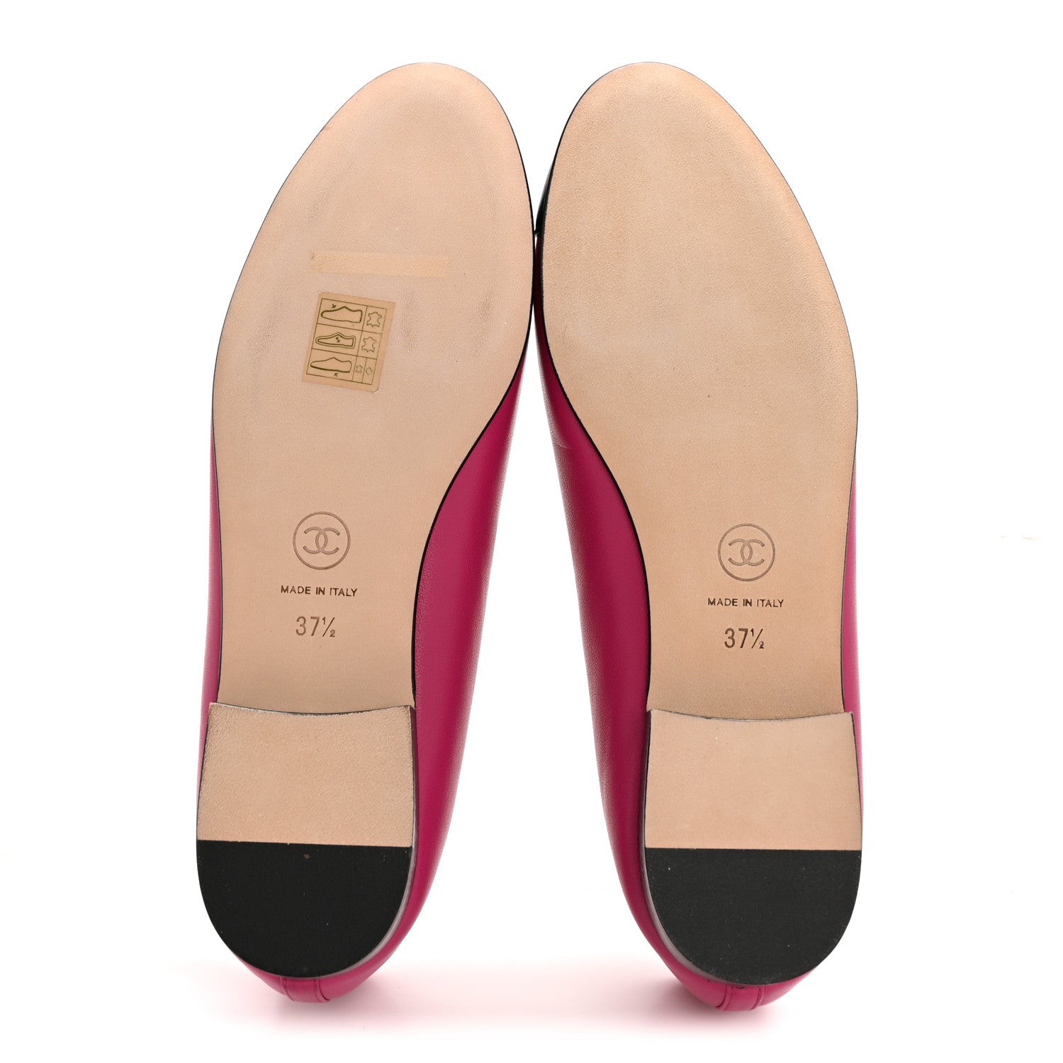 Chanel Calfskin Cap Toe CC Ballerina Flats 37.5 Fuchsia Black 6 of 10