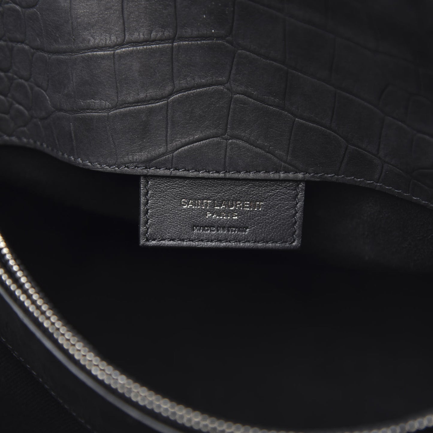 Crocodile Embossed Suede Small Supple Sac de Jour Black
