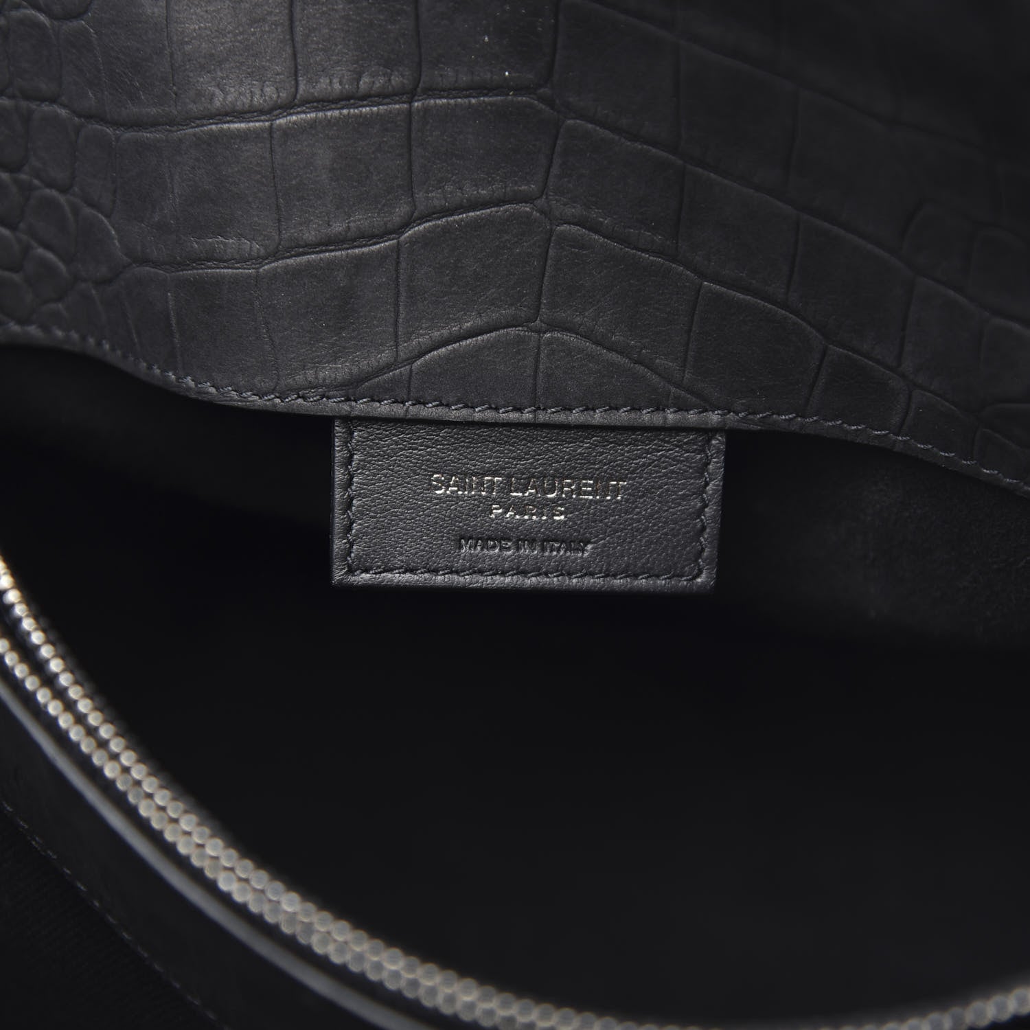 Saint Laurent Crocodile Embossed Suede Small Supple Sac de Jour Black 6 of 8