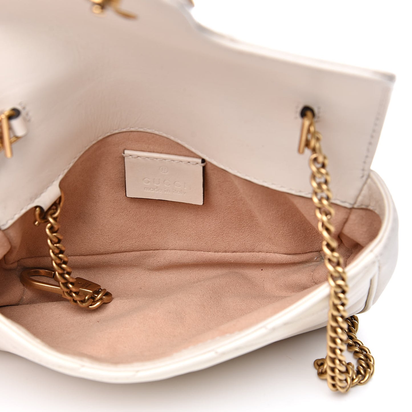Calfskin Matelasse Super Mini GG Marmont Shoulder Bag White