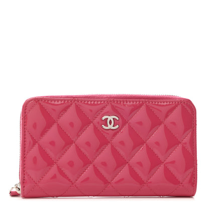 Chanel Patent Quilted Small Zip Around Wallet Pink 1 of 8